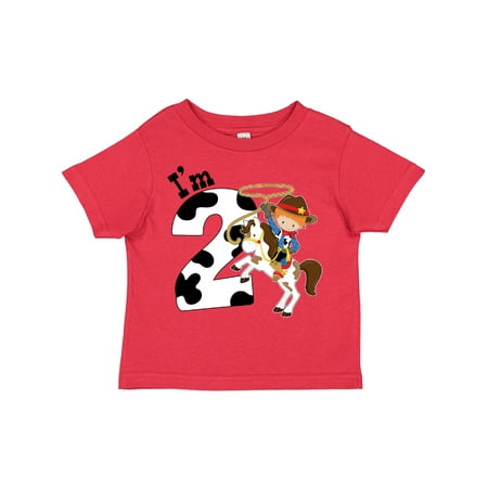 

Inktastic I m Two-cowboy Riding Horse Birthday Gift Toddler Boy Girl T-Shirt