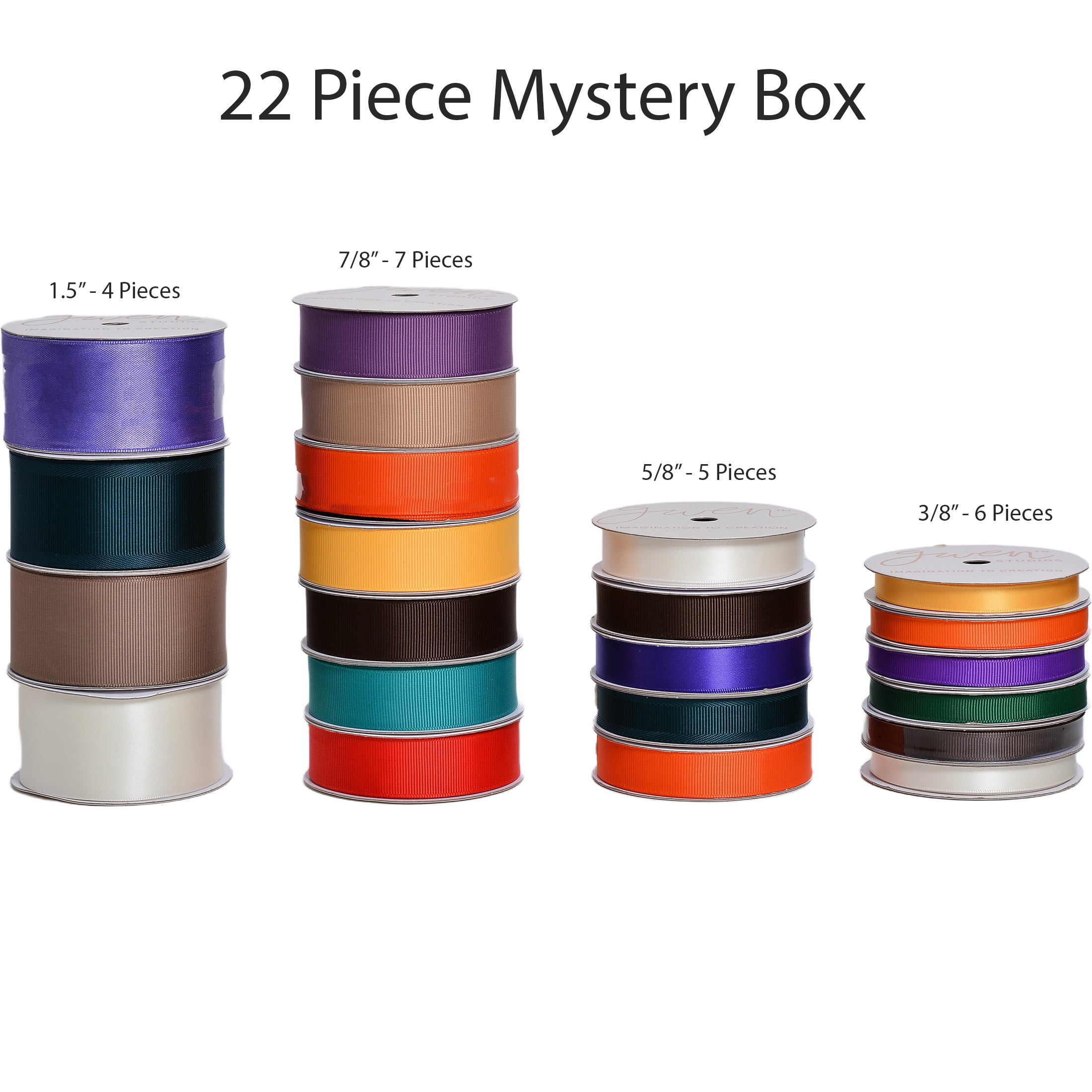 Gwen Studios Fall Palette, Mystery Ribbon Box, 22 Roll, 154 Yards, for Crafting and Gift Wrapping
