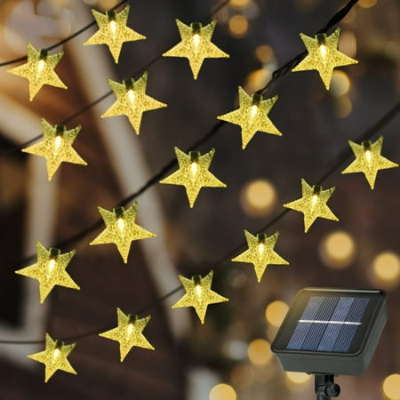 

Solar Star String Lights 23Ft 50 LEDs Star Fairy Lights with 8 Lighting Modes Party Lights Wedding Party Outdoor Porch Lights Twinkle Lights Waterproof Garden Lights Warm White 1 Pack