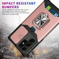 thumbnail image 4 of Design for Samsung Galaxy S23 Ultra 5G Phone Case with Screen Protector Card Holder Stand Kickstand Heavy Duty Slim Shockproof Hybrid Rugged Drop Protective Cover for Women 6.8" Rose Gold, 4 of 6