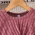 thumbnail image 5 of Odeerbi Infant Girls Fall Winter Outfits Twist Front Rib Knit Tops Flared Pants Set Loose Solid Color Cotton Long Sleeve Sweater Tops Micro Bell Bottom Trousers Set Infant Clothes Pink, 5 of 8