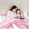 thumbnail image 4 of Erosebridal Girls Pink Bow Bedding Comforter Set, U Letter Queen Bedding Sets, Princess Style Bedroom Decor, Pink Reversible 7-Piece, 4 of 6