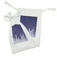 thumbnail image 2 of NYC Fabric Pouch Set of 2, Illustration of New York Skyline at Night Starry Sky United States Print, Small Drawstring Bag for Toiletries Masks and Favors, 9" x 6", Dark Indigo and White, by Ambesonne, 2 of 2