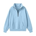thumbnail image 4 of Yutgune Women's Quarter Zip Mock Neck Sweatshirt Oversized Long Sleeve Pullover Fall Outfits Lightweight Casual Top, 4 of 7