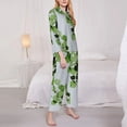 thumbnail image 3 of Balery Watercolor Green Leaves Conjunto de Pijama con Estampado para Mujer, Conjunto de Dos Piezas con Manga Larga, Ropa de Dormir Suave con Bolsillos, Pijamas Cómodos-X-Large, 3 of 7