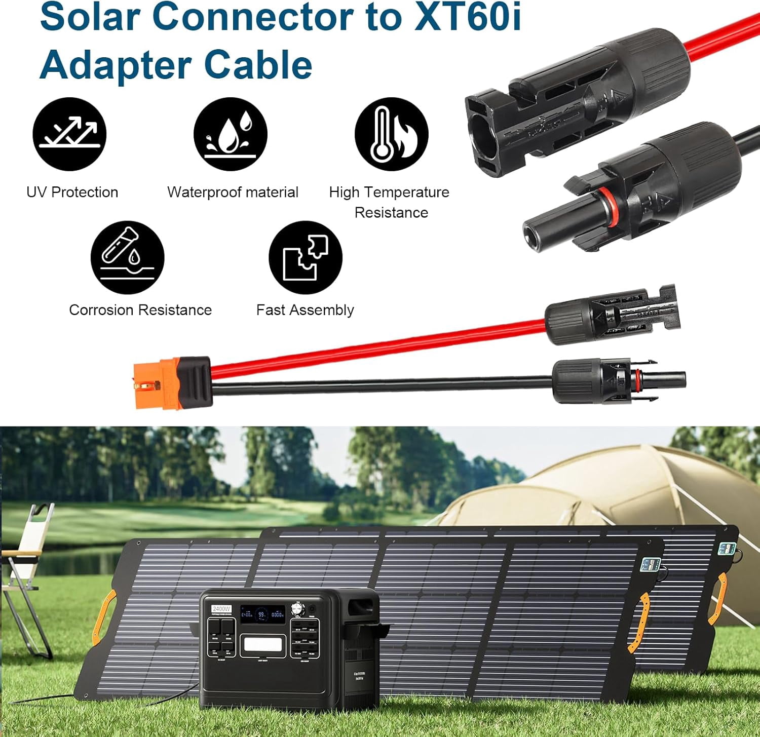 MOOKEERF 12AWG Solar to XT60i Cable 20FT