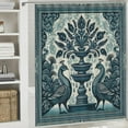 thumbnail image 5 of GOSMITH Peacock Mascot Animal Totem Victorian Flowers Lucky Teal Blue Shower Curtain Multiple Sizes for Bathroom Decoration White, 5 of 6