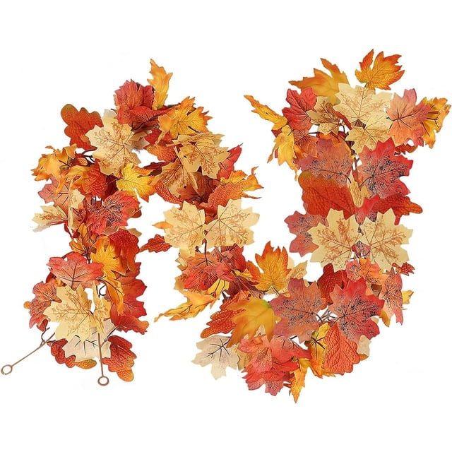 FOCUSNORM Fall Vines Artificial Maple Leaves Garland Hanging Vines Holiday Home Decor Party Favor