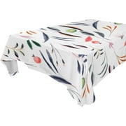 SKYSONIC 60"x120" Square Tablecloth with Watercolor Painting of Flowers and Fruits Prints, Anti-Wrinkle and Smooth Table Cloth for Kitchen/Home Party Decoration