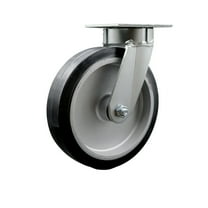 8 Inch Kingpinless Rubber on Aluminum Wheel Swivel Top Plate Caster SCC