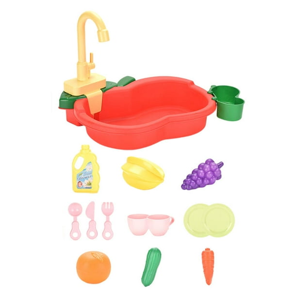 Simulated Play Sink Toys and Working Faucet Kitchenware Educational