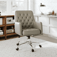 thumbnail image 4 of COLAMY Office Chair Home Desk Chair Ergonomic Mid-Back Leather Swivel Computer Chair with Armrests, Adjustable Height Padded Tufted Task Chair, Khaki, 4 of 11