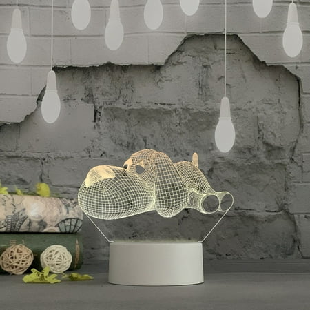 

lulshou 3D USB Acrylic Night Light LED Table Desk Bedroom Decor Gift Warm White Lamp