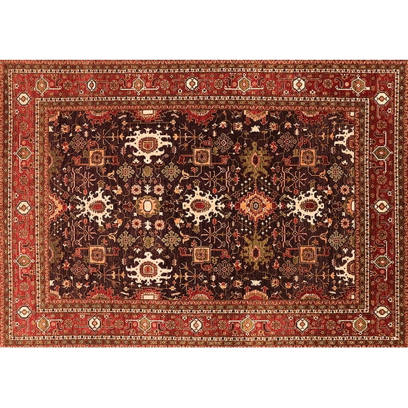 Ahgly Company Indoor Rectangle Oriental Orange Traditional Area Rugs, 5' x 7'