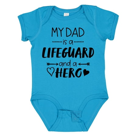 

Inktastic My Dad is a Lifeguard and a Hero with Hearts Gift Baby Boy or Baby Girl Bodysuit