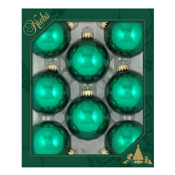 Christmas By Krebs Made in The Designer Seamless Glass Christmas Ball Ornaments, 2 5/8" (67mm), 8 Pieces