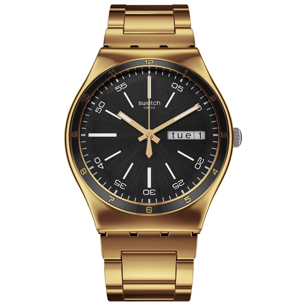 Swatch YGG705G Men's Charcoal Medal Yellow Charcoal Dial Gold Tone