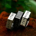 thumbnail image 2 of K-KED Hex Nut Nordic Viking Rune Ring Titanium Men Women Retro Wedding Band Biker Ring-11-Black, 2 of 6