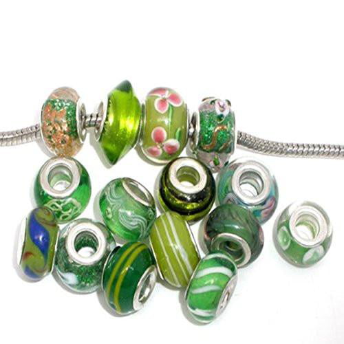 Forty Shades of Green Bracelet with Vintage Murano Wedding Cake Bead