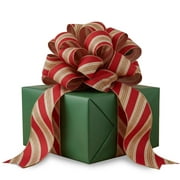 Red Gold Striped Wired Ribbon - 2 1/2" x 10 Yards, Christmas Tree Ribbon, Gift Basket, Wreath, Swag, Garland, Boxing Day, New Year's Eve, Anniversary