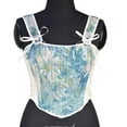 thumbnail image 2 of Odeerbi Renaissance Corset Tops for Women Floral Boned Corset Sleeveless Sexy Corsets 2024 Fashion Printed Underwear Patwork Shapewear Sky Blue, 2 of 9
