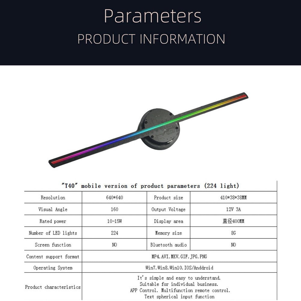 3D Hologram, 3d Fan Hologram Projector Wall-mounted Wifi Led Sign Holographic Lamp Player Remote Advertising Display Support Images And Video Ideal Advertising Tool