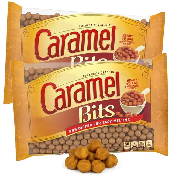 Bulk Classic Unwrapped Caramel BDF32 Bits 2 Pack - Mini Sweet Creamy Caramels Chips for Baking, Melting, Decorating And Treats - 11 oz bags