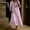 Pink, variant on QUNYINEY Blue Women Plus Dresses Summer Long Sleeve Long A Line Dresses Loose Fit Crew Neck with Pockets Flowy Dresses