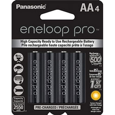 Panasonic BK-3HCCA4BA Eneloop Pro AA High-Capacity Ni-MH Pre-Charged Rechargeable Batteries, 4-Battery Pack