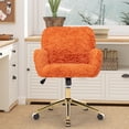 thumbnail image 2 of ENYOPRO Office Chair with Chrome Legs, Ergonomic Teddy Desk Chair Vanity Chair with Wheels, Modern Computer Chair for Home Office,Orange, 2 of 6