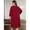 thumbnail image 7 of SHOWMALL Women's Plus Size Nightgowns 3/4 Sleeve Sleepwear Button Down Sleep Dress with Pockets XL-5XL, 7 of 7