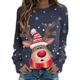 thumbnail image 1 of HNMKIU Chandail en Molleton Col Rond Femme Joyeux Noël Imprimé Col Rond Chandail Manches Longues Décontracté, 1 of 4