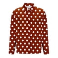 thumbnail image 4 of Ashirexll Womens Long Sleeve Tops Polka Dots Print Satin Button Front Collared Casual Style Long Sleeve Shirt Top, 4 of 5