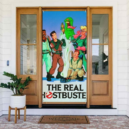 Real Ghostbusters Door Cover Decorated Banner Tapestry Home Decoration Holiday Party Supplies Door Banner Porch Sign Banner 72.8 x 35.4 Inch