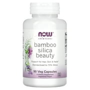 NOW Foods Bamboo Silica Beauty, 90 Veg Capsules, Support for Hair, Skin & Nails, Standardized to 70% Silica