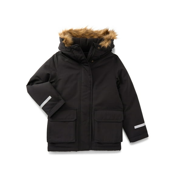 Ozark Trail Girls Parka with Faux Fur Hood Lining, Sizes 4-18