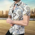 thumbnail image 2 of Camisa multicolor de manga corta con botones de solapa y estampado 3D para hombre Pompotops  oipoqjl25438, 2 of 3