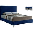 thumbnail image 2 of Meridian Furniture Geri Navy Velvet King Bed with Gold and Chrome Legs Included, 2 of 16
