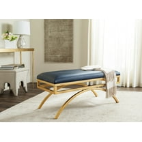 SAFAVIEH Moon Arc Modern Glam Solid Bench, Navy/Gold