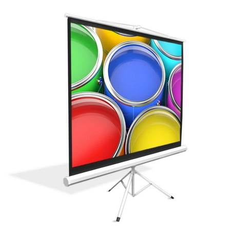 Folding Projection Screens - PYLE PRJTP72 - 72-inch Video Projector Screen, Easy Fold-Out & Roll-Up Projection Display, Tripod Stand Style
