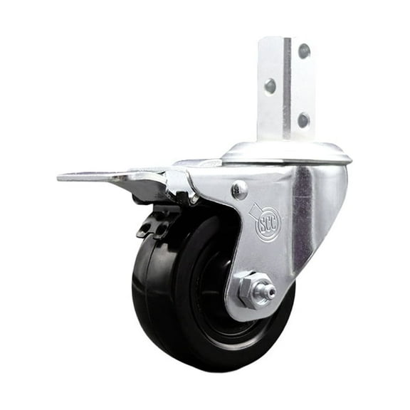 3.5 Inch Hard Rubber Swivel 3/4 Inch Square Stem Caster with Total Lock Brake