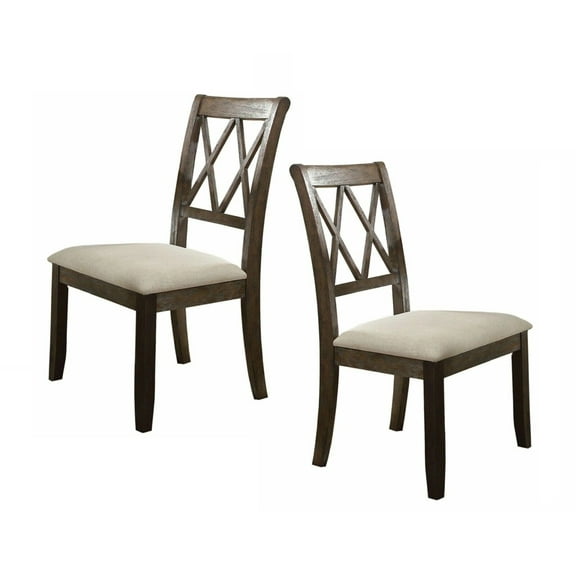 Salvage Brown Finish Side Chairs 4pc Set Upholstered Seat Beige Color Dining Room Furniture