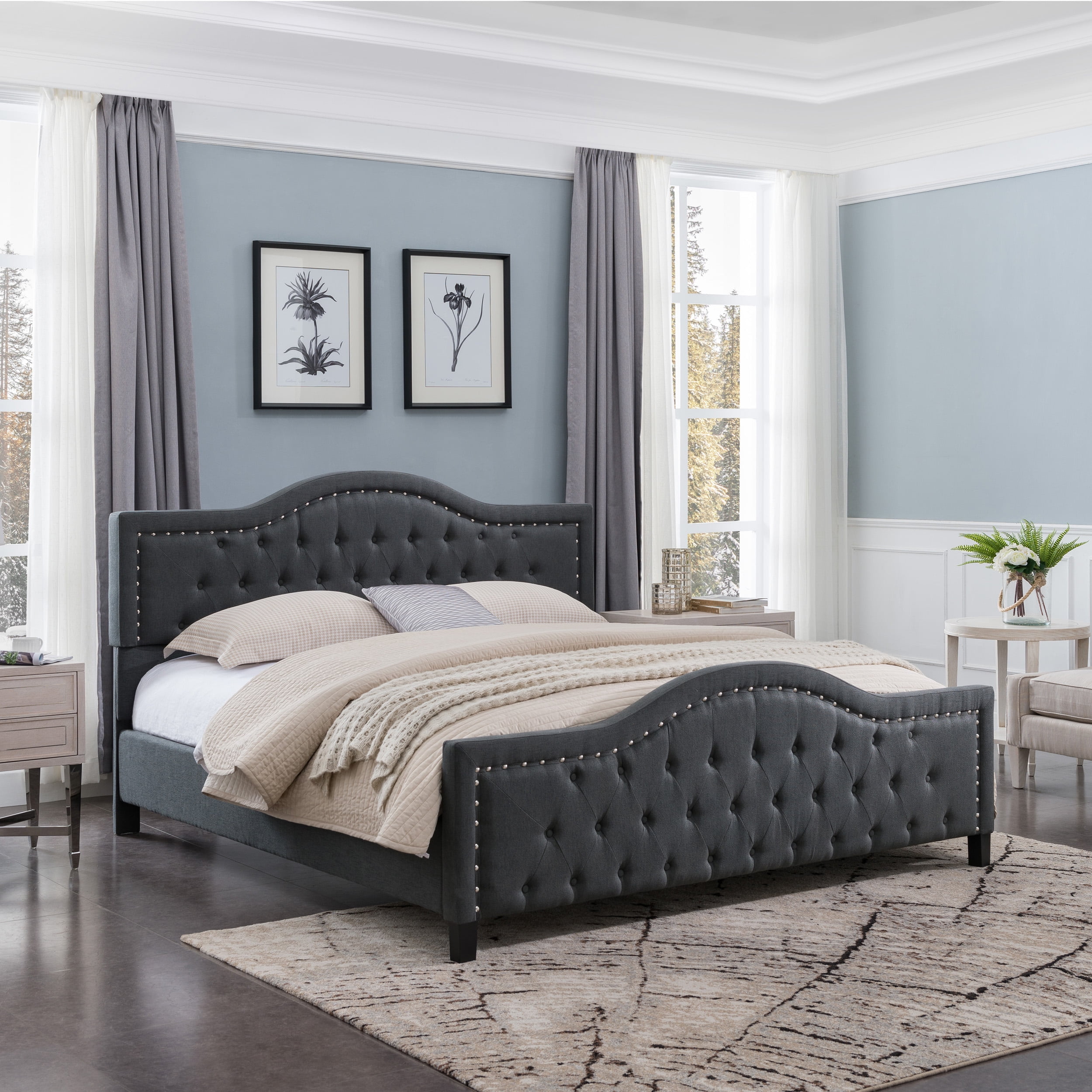 Noble House Tanner Traditional Fully Upholstered King Sized Bed Frame