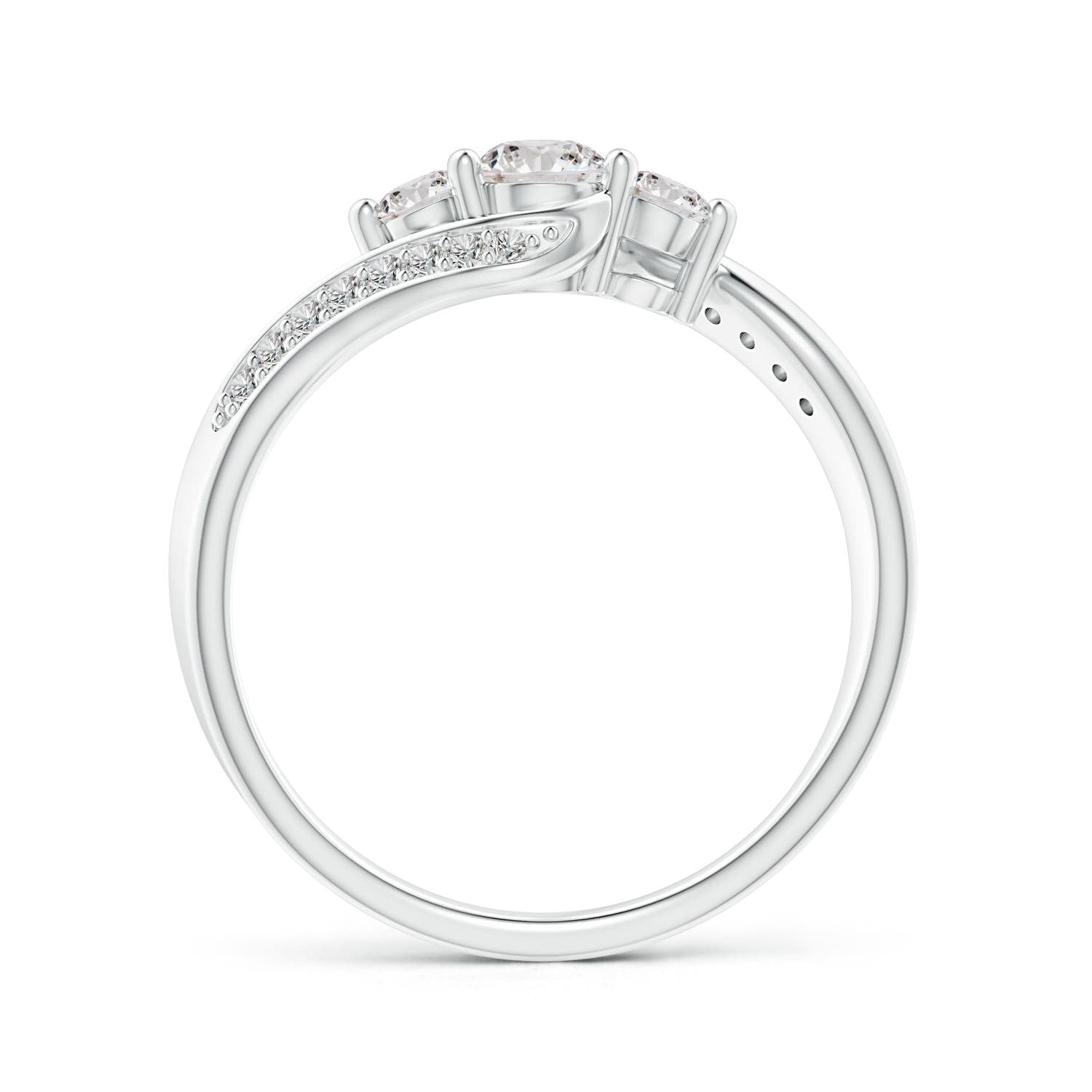 Angara Natural Diamond Three Stone Engagement Ring for Women in 14K White Gold - April Birthstone Jewelry | Round Diamond Ring (Ring Size - 7.5)