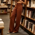 thumbnail image 6 of Womens Corduroy Straight Leg Pants, Elastic Back Waist Loose Casual Trousers with Pockets, Business Casual Office Work Daily Wear | VerBelle,Coffee L, 6 of 8