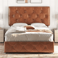 thumbnail image 2 of Renwick Diamond Button-Tufted Upholstered Platform Bed with Storage, Full, Amber Brown, 2 of 9