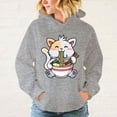 thumbnail image 3 of Sudadera con capucha para hombre y mujer, suéter holgado de manga larga con estampado de Ramen de gato, Tops informales con personalidad, 3 of 5