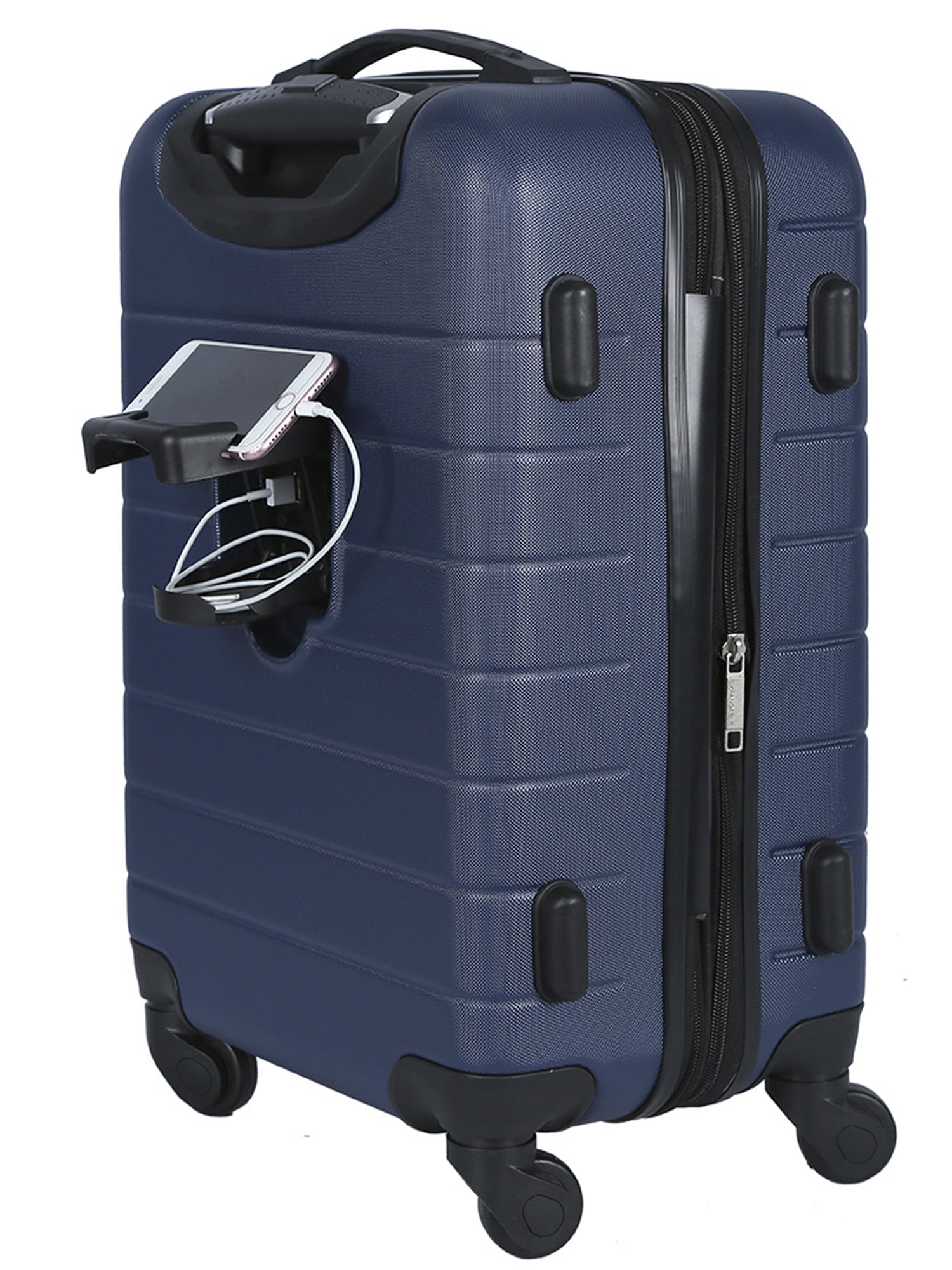 Travelers Club 20" 4 Spinner Wheels Expandable Spinner Rolling Carry-on with USB Port
