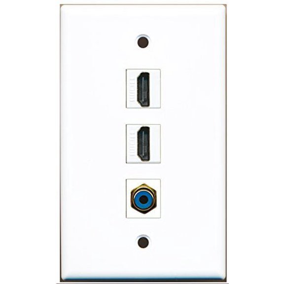 RiteAV - 2 Port HDMI and 1 Port RCA Blue Wall Plate