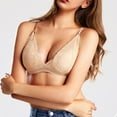 thumbnail image 6 of Penkiiy Women Bras Front Buckle Sexy Gathe r up Breast Milk Sleep Lace No Steel Bra Beige Bras, 6 of 9